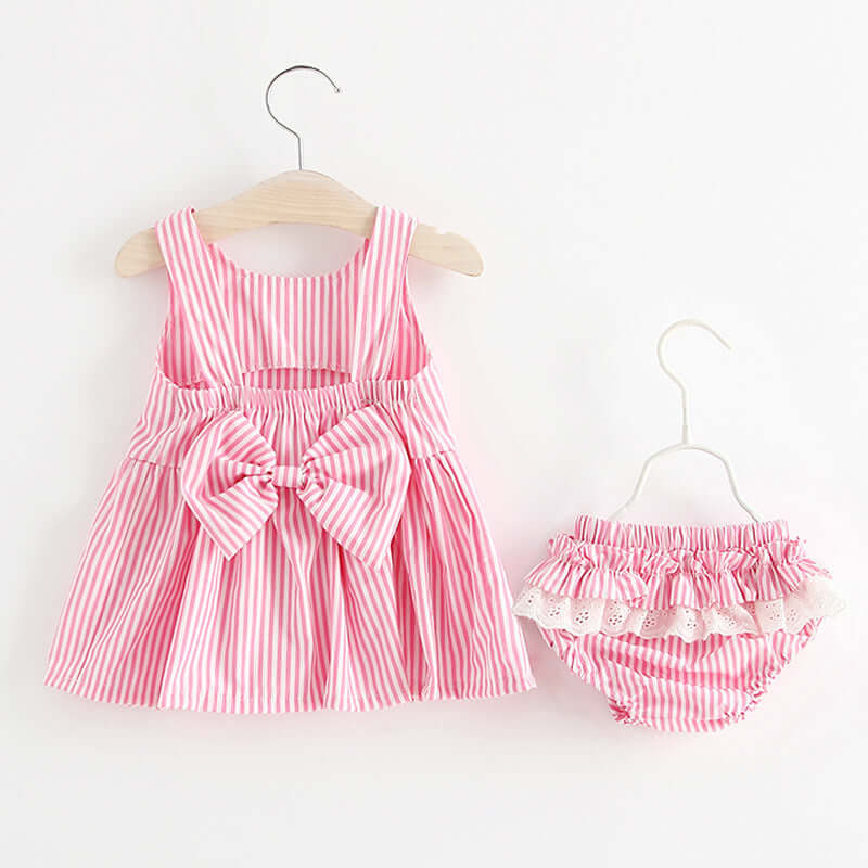 Striped suspender skirt + shorts 2 piece set - Trendy Matching outfit - Kello Kids