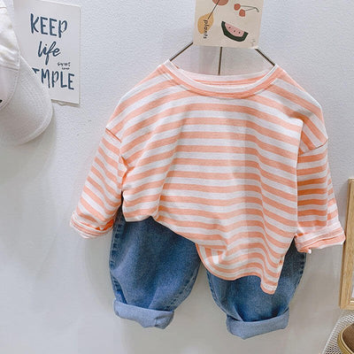 Temperament Striped Bottoming Shirt Tops For Boys And Girls - Kello Kids