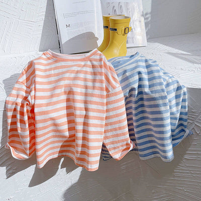 Temperament Striped Bottoming Shirt Tops For Boys And Girls - Kello Kids