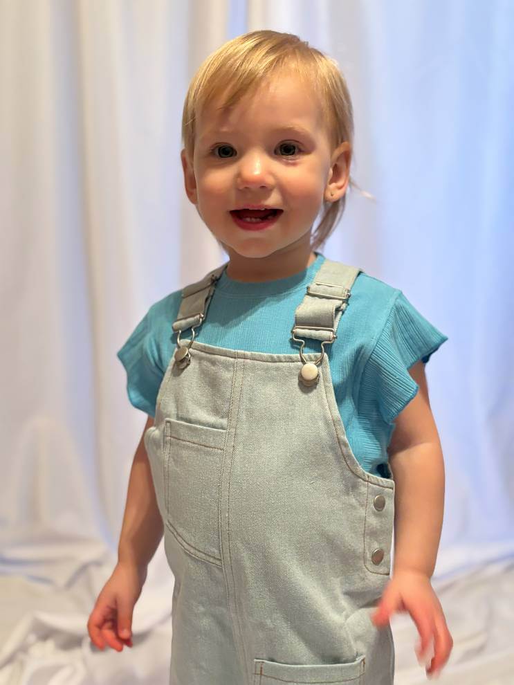 Libby Girls denim shorts overalls-2 lydia