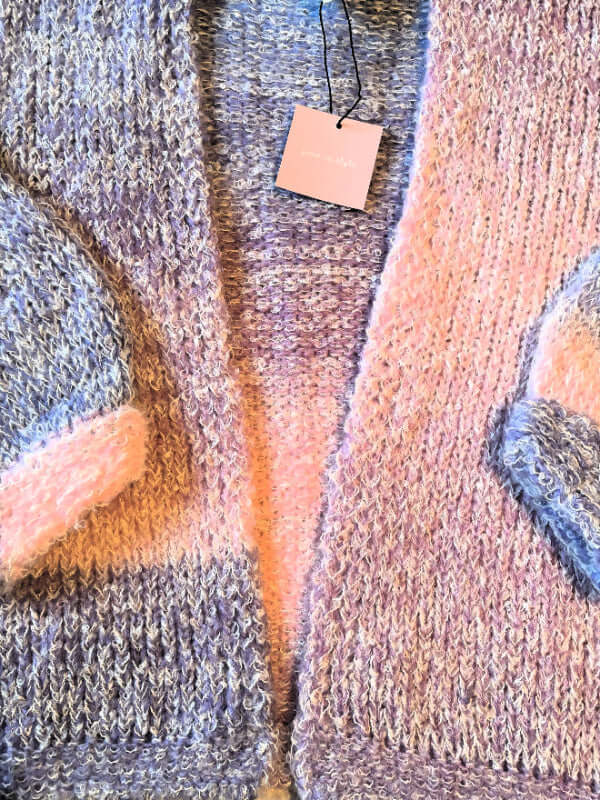 Tween Girls Multi Color Rainbow Cardigan Sweater closeup