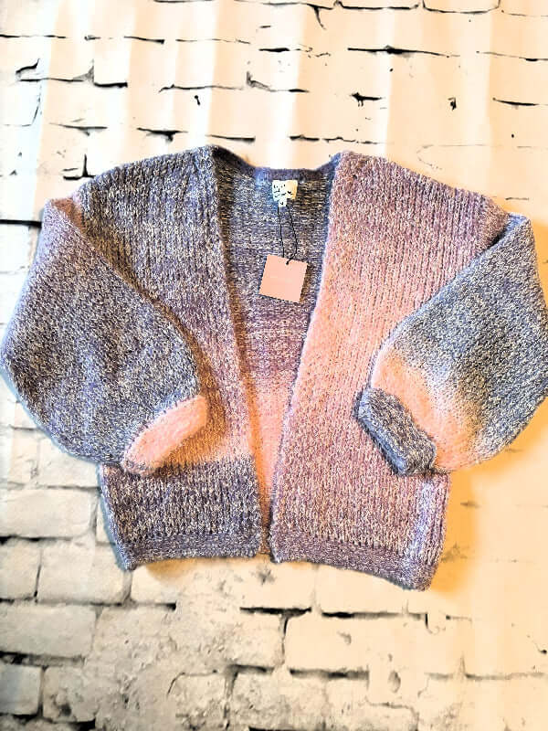 Tween Girls Multi Color Rainbow Cardigan Sweater full front